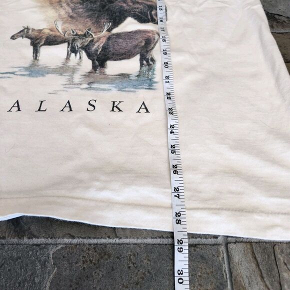 Vtg‎ 90s Alaska Shirt L Moose Fruit Of The Loom Single Stitch Spellout Travel - Picture 8 of 8